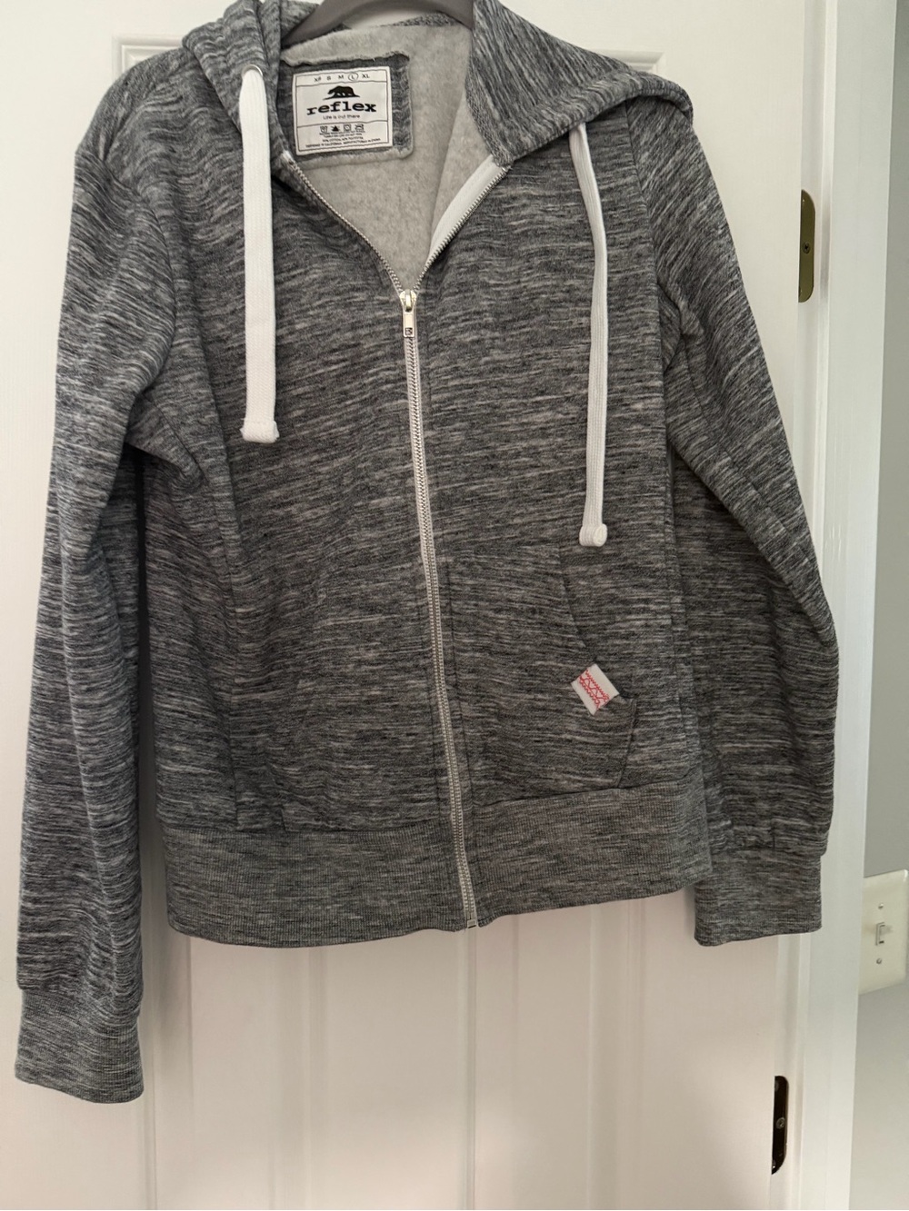 Reflex Marled Zip-Up Hoodie with White Drawstrings